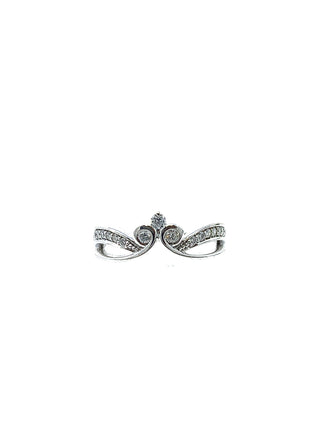10K White Gold 0.30cttw Diamond Crown Ring, size 6.5