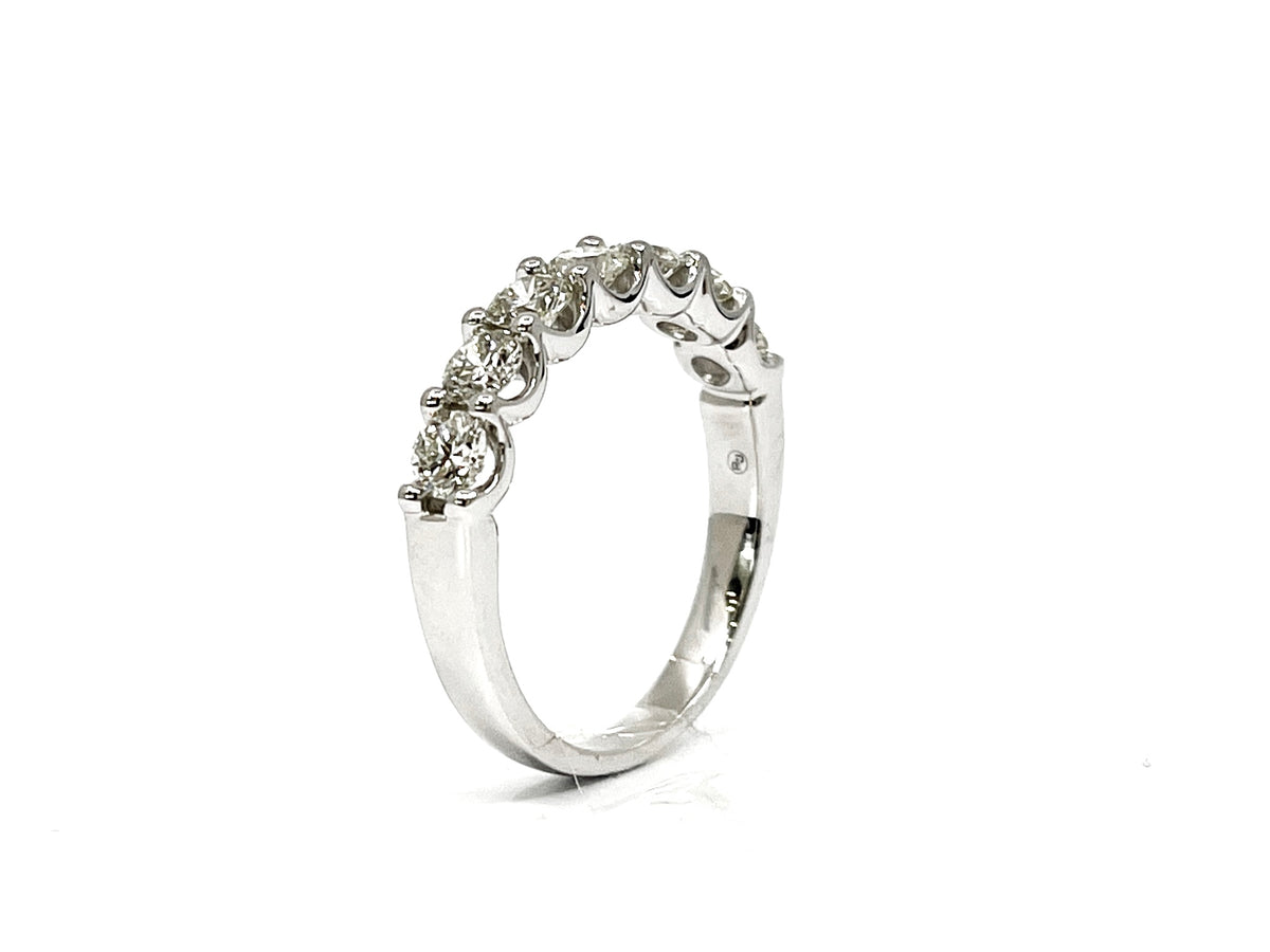 Anillo/banda de oro blanco de 14 quilates con diamantes de 0,75 quilates, talla 6,5