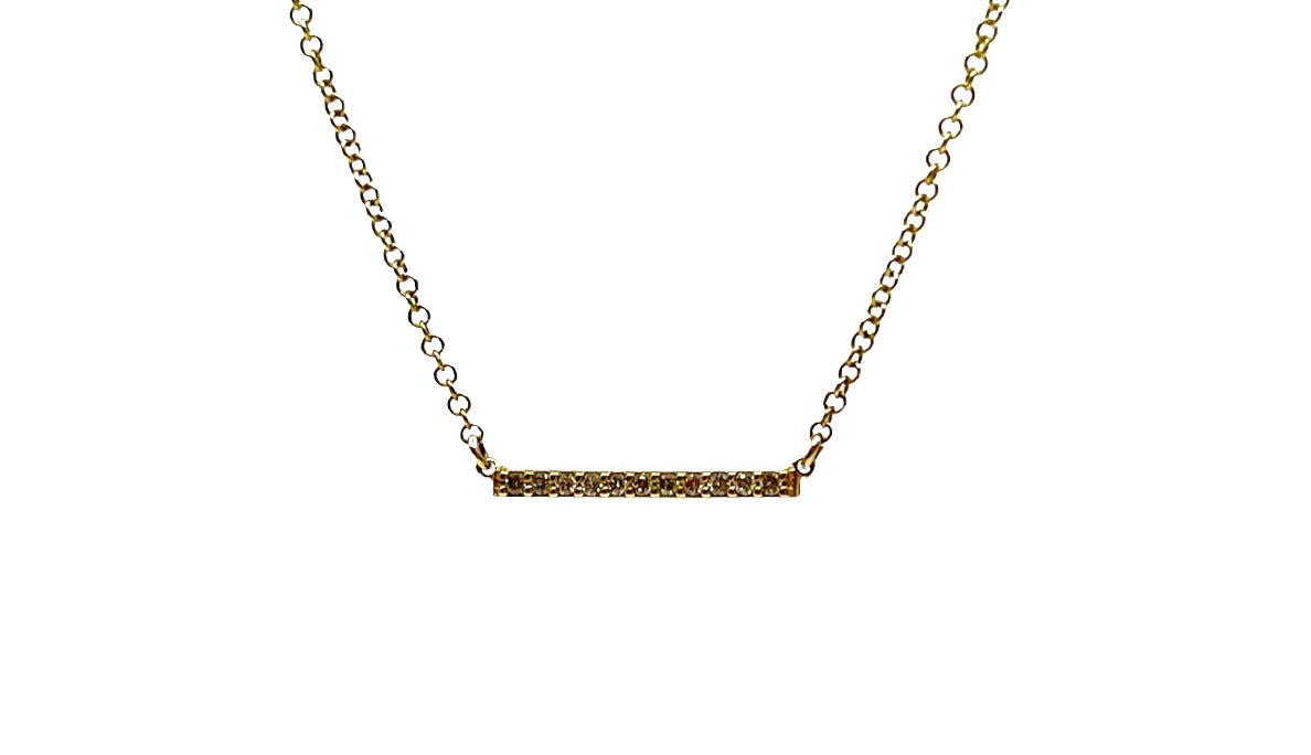 10K Yellow Gold 0.10cttw Diamond Bar Necklace 1.4mm x 27mm - 17 Inches
