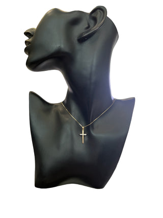 Colgante de cruz de diamantes de 0,06 quilates en oro amarillo de 10 quilates, 18"