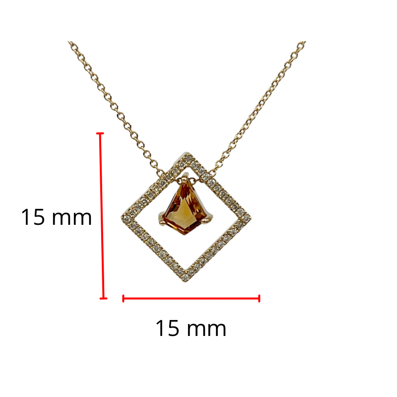 14K Yellow Gold 0.44cttw Citrine and 0.10cttw Diamond Necklace - 18 Inches
