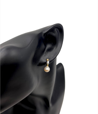 14K Yellow Gold Cultured Pearl Drop Earrings