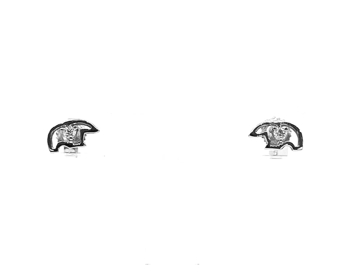 14K White Gold 0.05cttw Diamond Polar Bear Stud Earrings with Butterfly Backs