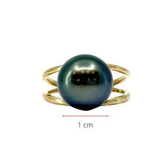 Anillo de perlas de Tahití de oro amarillo de 14 quilates