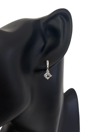 10K White Gold 1.10cttw Aquamarine and 0.012cttw Diamond Dangle Earrings