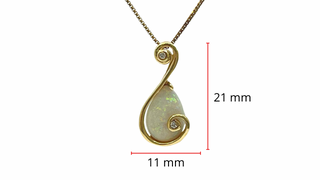 Colgante de oro amarillo de 14 quilates con ópalo de 1,50 quilates y diamante de 0,03 quilates - 20 pulgadas