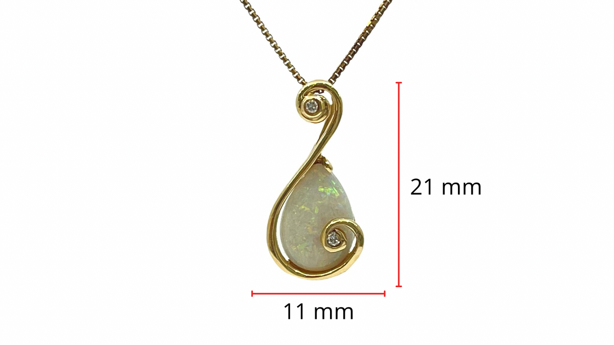 14K Yellow Gold 1.50cttw Opal and 0.03cttw Diamond Pendant - 20 Inches