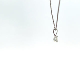 10K White Gold 0.04 cttw Diamond Solitaire Mezza Luna Pendant, 18"
