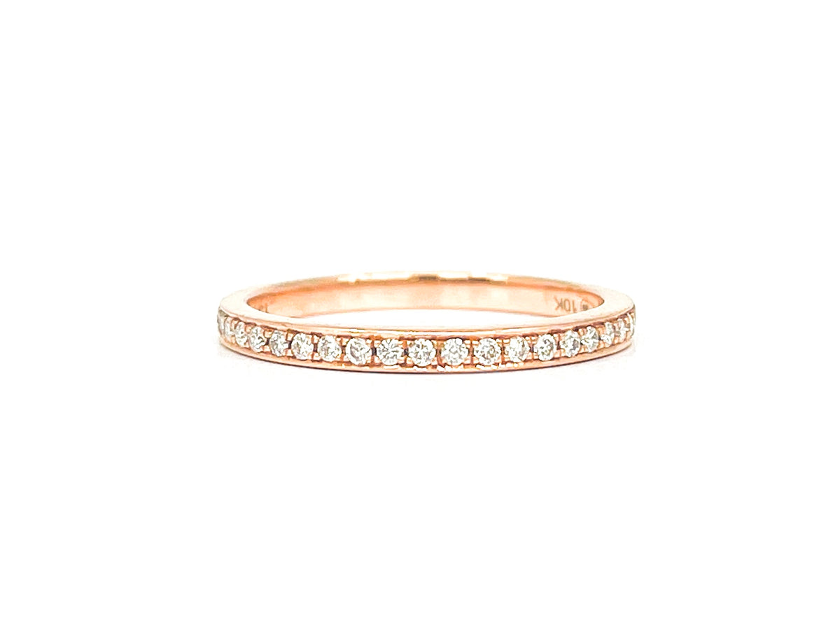 Anillo de diamantes de talla redonda de 0,15 quilates en oro rosa de 10 quilates, 6,5