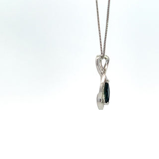 Colgante de diamantes y zafiro en oro blanco de 10 quilates - 18"