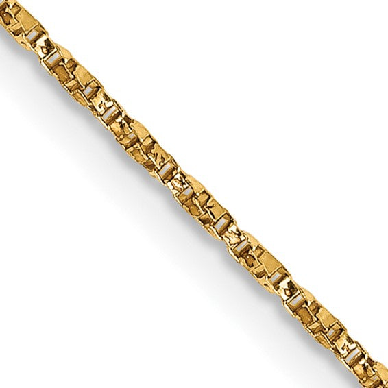 Cadena de eslabones de caja retorcida elegante de 1,0 mm de oro de 14 quilates