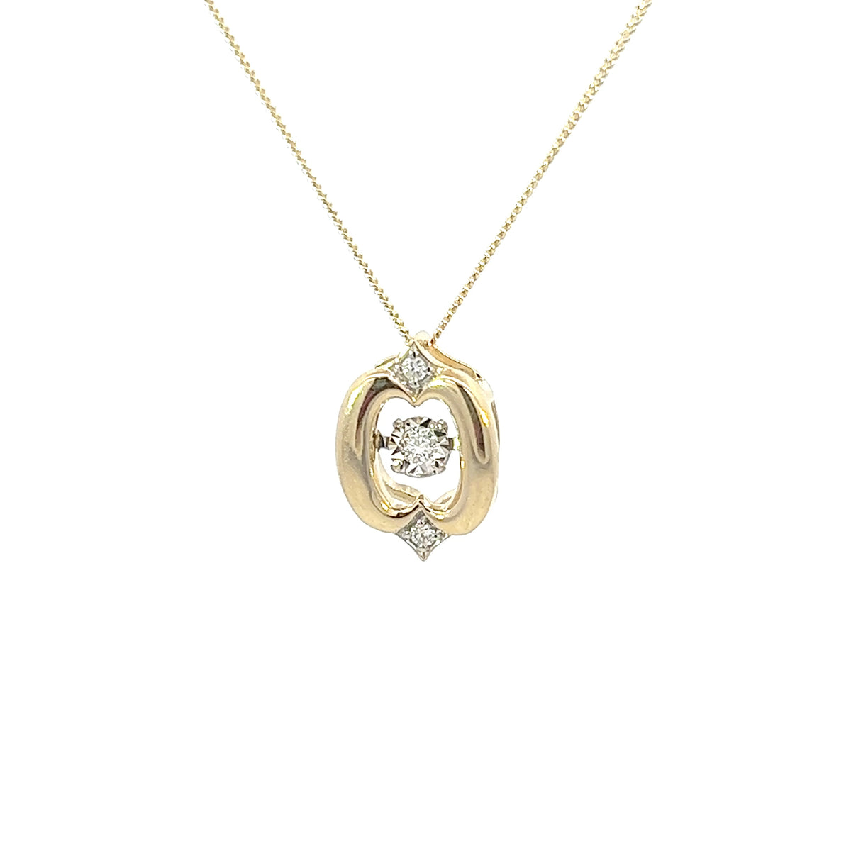 10K Yellow Gold 0.05cttw Diamond Pulse Pendant, 18&quot;