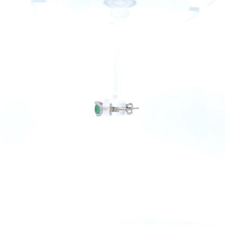 10K White Gold Genuine Emerald Earrings