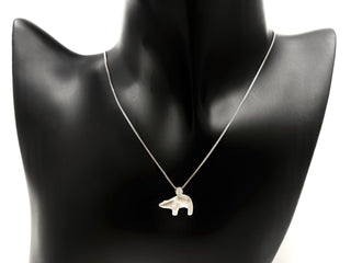 Colgante de oso polar con diamantes canadienses de 0,057 quilates de plata de ley, 18"