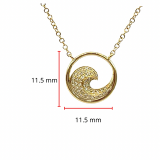 Colgante ondulado de oro amarillo de 14 quilates con diamantes de 0,12 quilates, 18"