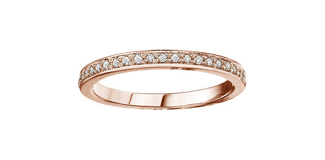 Anillo de diamantes de talla redonda de 0,15 quilates en oro rosa de 10 quilates, 6,5