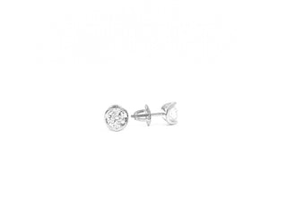 Aretes de oro blanco de 14 quilates con diamantes canadienses de talla redonda de 0,10 quilates