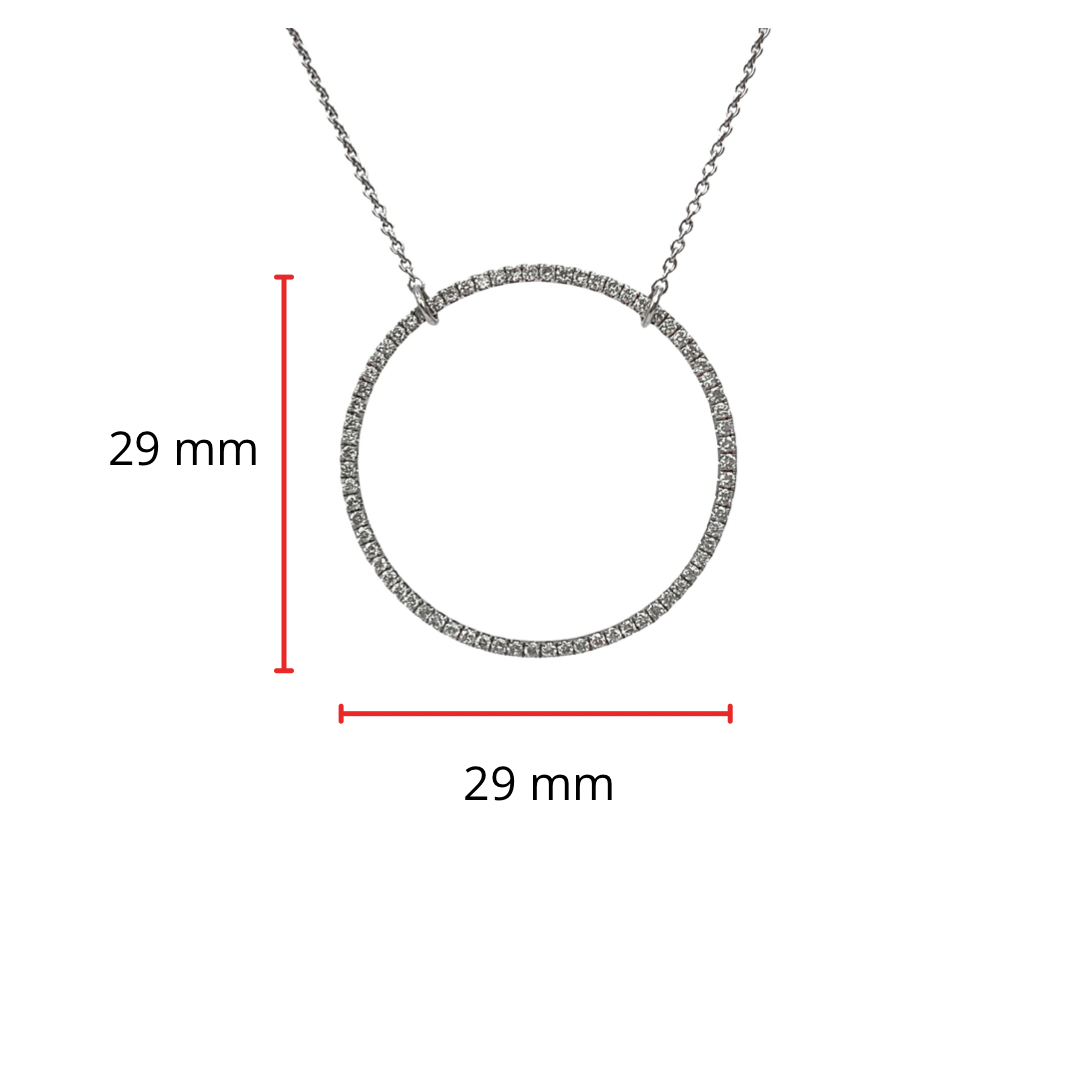 Colgante circular de diamantes de 0,50 quilates en oro blanco de 18 quilates, 18&quot;