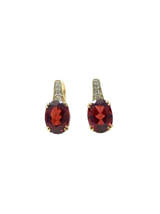 Aretes de oro amarillo de 10 quilates con granate y diamantes de 0,04 quilates