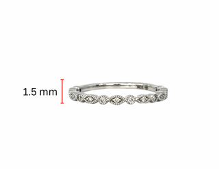 10k White Gold 0.10cttw Diamond Antique Mill Grain Ring