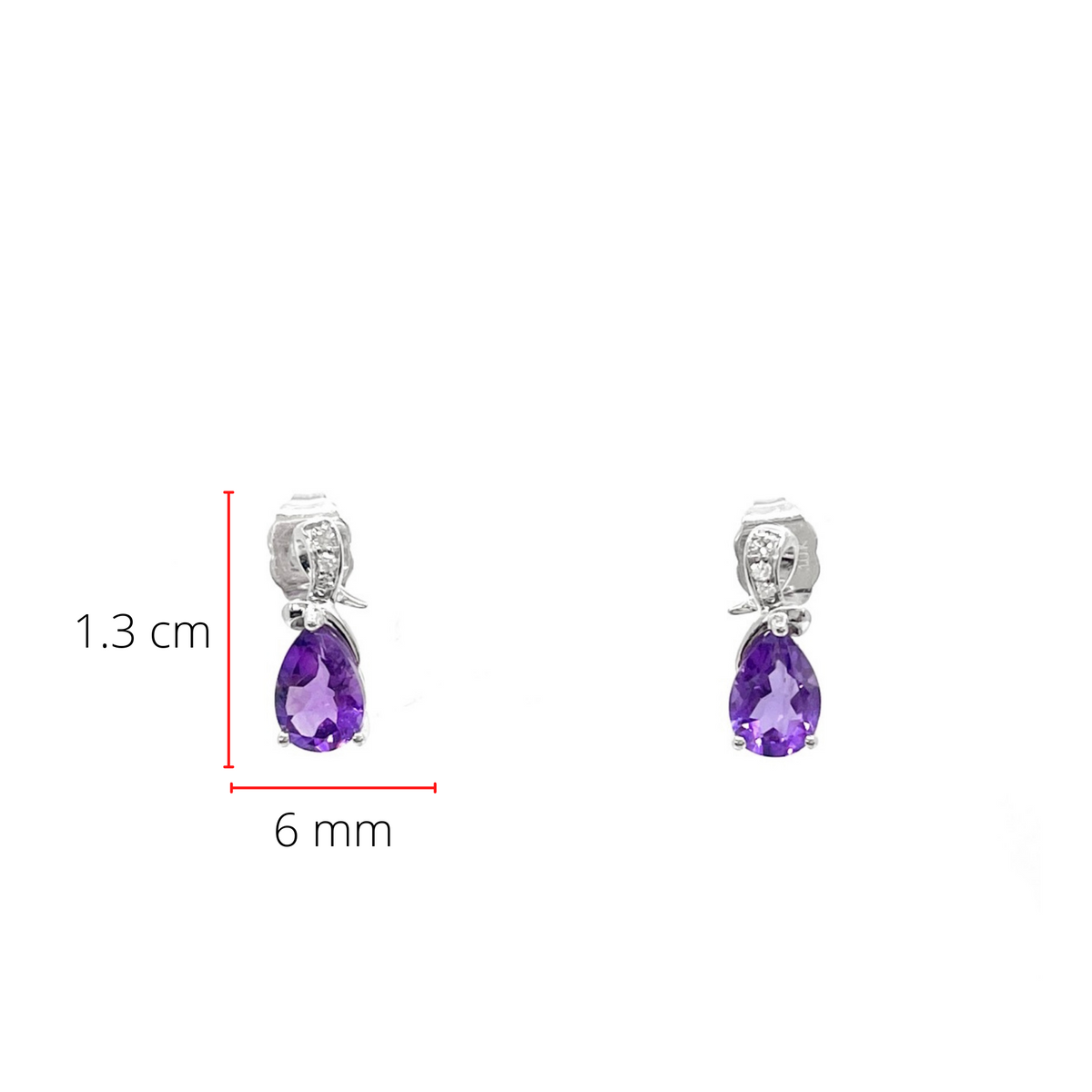 Pendientes de oro blanco de 10 quilates con amatista y diamantes de 0,032 quilates