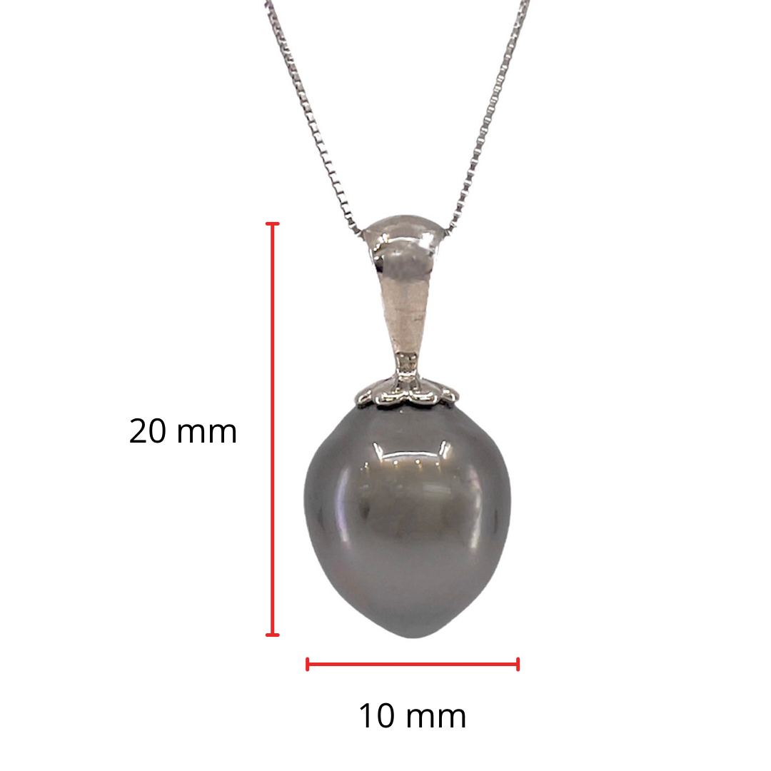 10/14K White Gold Tahitian Pearl Pendant
