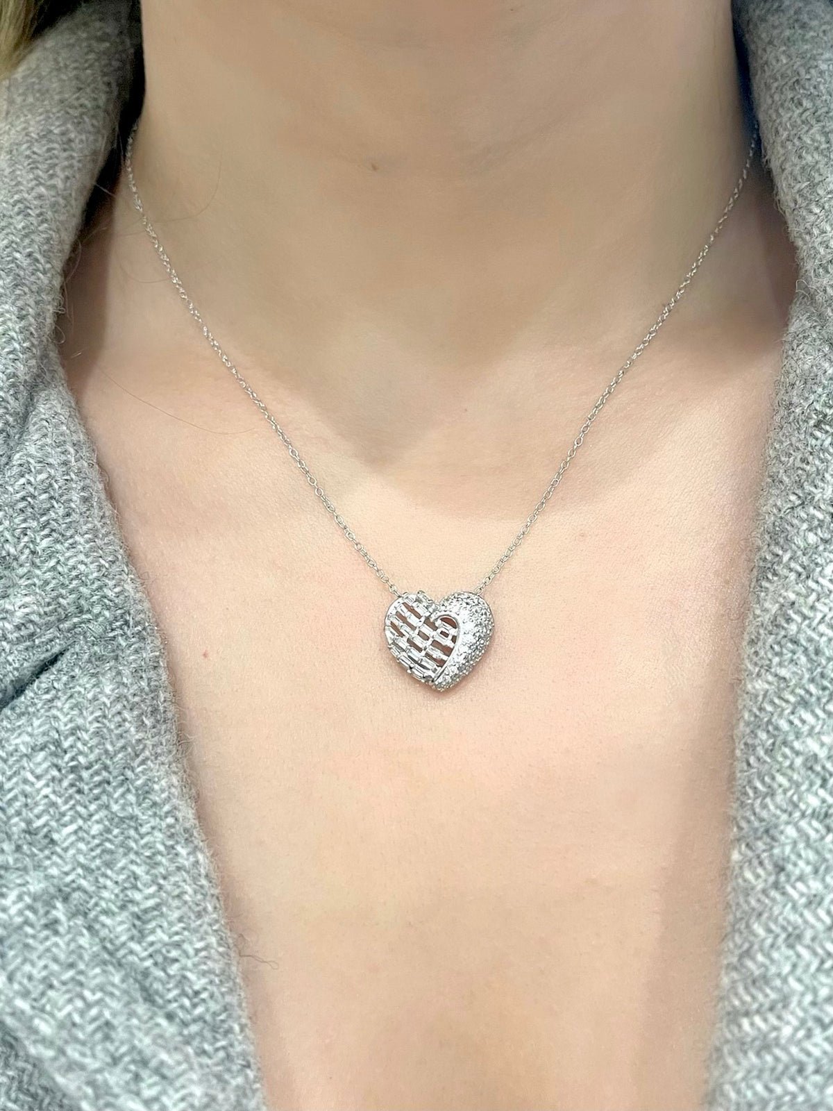 Silver Heart Pendant  with Cz