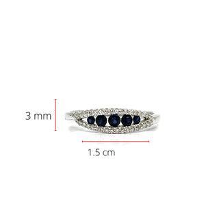 Anillo de oro blanco de 10 quilates con zafiro de 0,17 quilates y diamante de 0,12 quilates