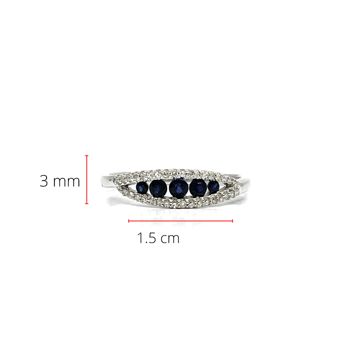 10K White Gold 0.17cttw Sapphire and 0.12cttw Diamond Ring