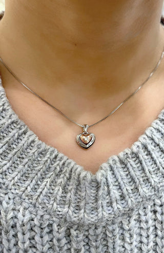 Collar de diamantes en oro rosa de 10 quilates y plata de ley