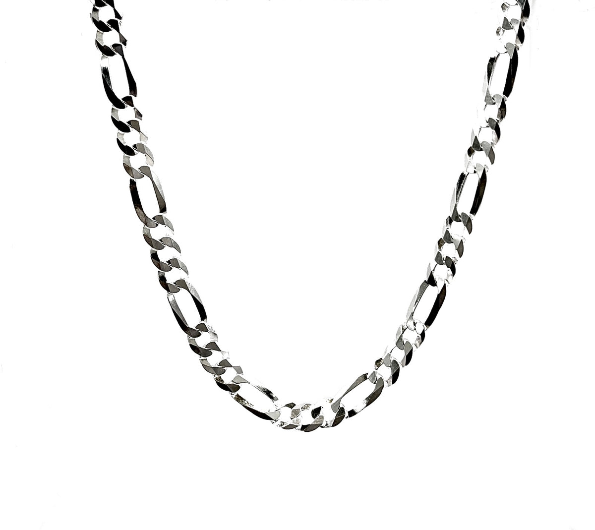 925 Sterling Silver Chain Figaro - 22&quot; - 5.6mm
