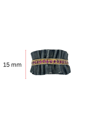 Anillo de plata de ley oxidada y rubí chapado en oro de 18 quilates, talla 7,5