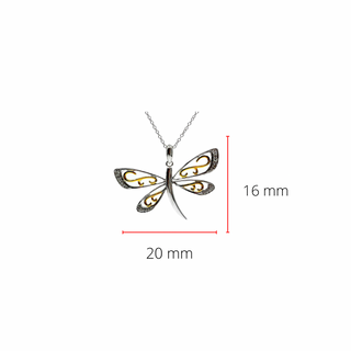 Colgante de libélula de diamantes de 10 quilates, 2 tonos, 0,02 quilates, 18"