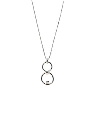 Collar con doble infinito/círculo de diamantes de 0,11 quilates en plata de ley, 18"