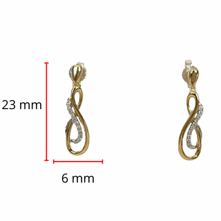 Aretes colgantes de diamantes de 0,09 quilates en oro amarillo de 10 quilates