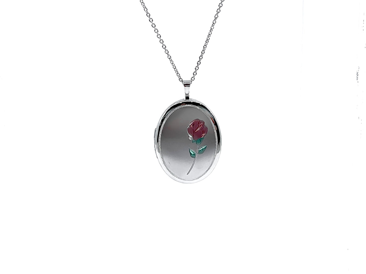 Sterling Silver Oval Locket Necklace 18&quot;