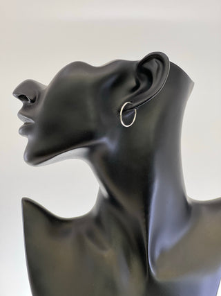 10K White Gold 20mm Sleeper/Keeper/Hoop Earrings