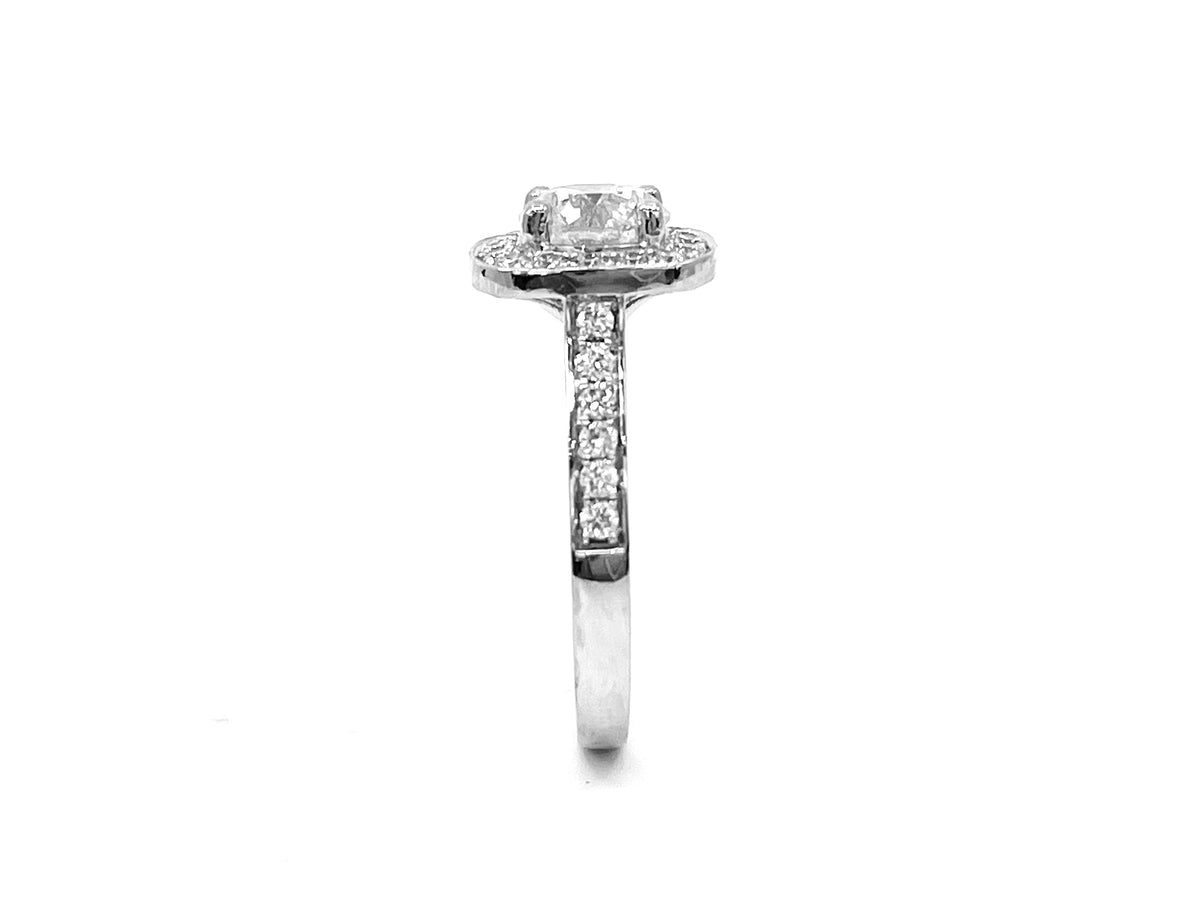 14K White Gold 1.66cttw Diamond Halo Engagement Ring, size 6