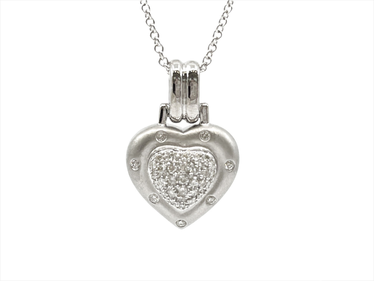 14K White Gold 0.55 cttw Diamond Heart Pendant, 18&quot;