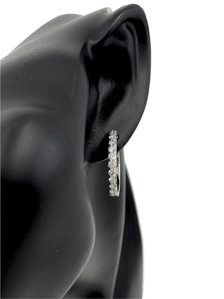 10K White Gold 1.50cttw Diamond Hoop / Huggie Earrings