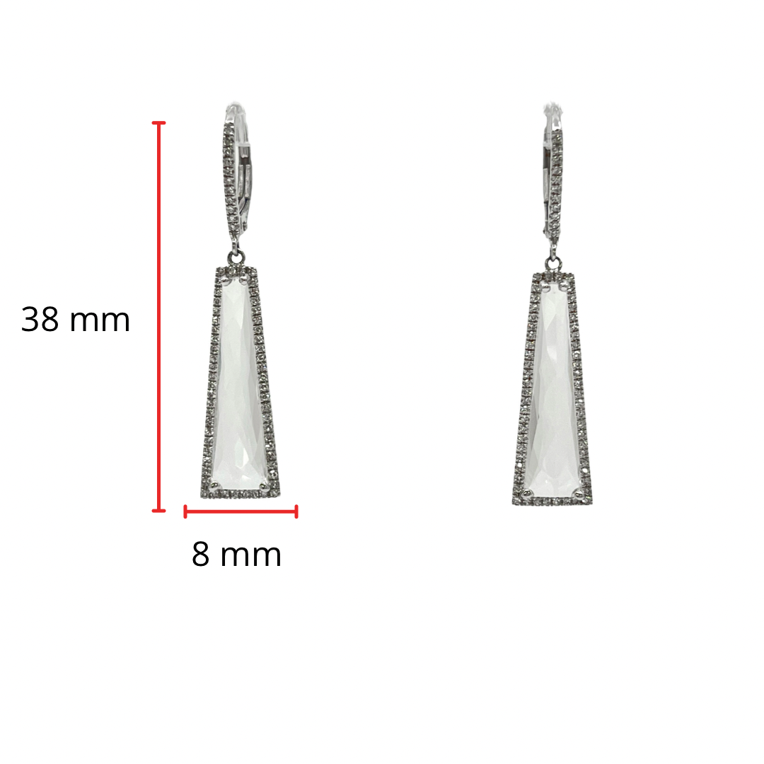 14K White Gold 5.64cttw White Topaz and 0.30cttw Diamond Dangle / Drop / Chandelier Earrings