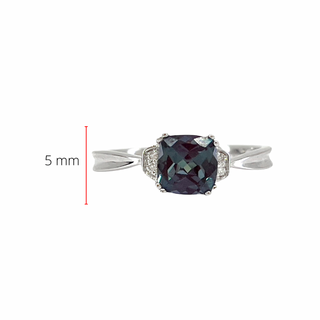 10K White Gold 1.00cttw Created Alexandrite and 0.02cttw Diamond Ring, size 7