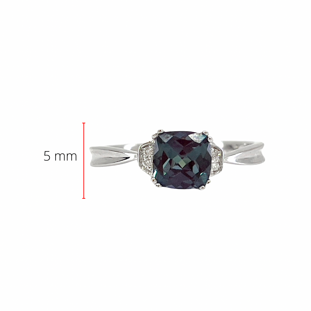 10K White Gold 1.00cttw Created Alexandrite and 0.02cttw Diamond Ring, size 7