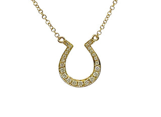 Colgante de herradura de diamantes de 0,12 quilates en oro amarillo de 14 quilates, 18"