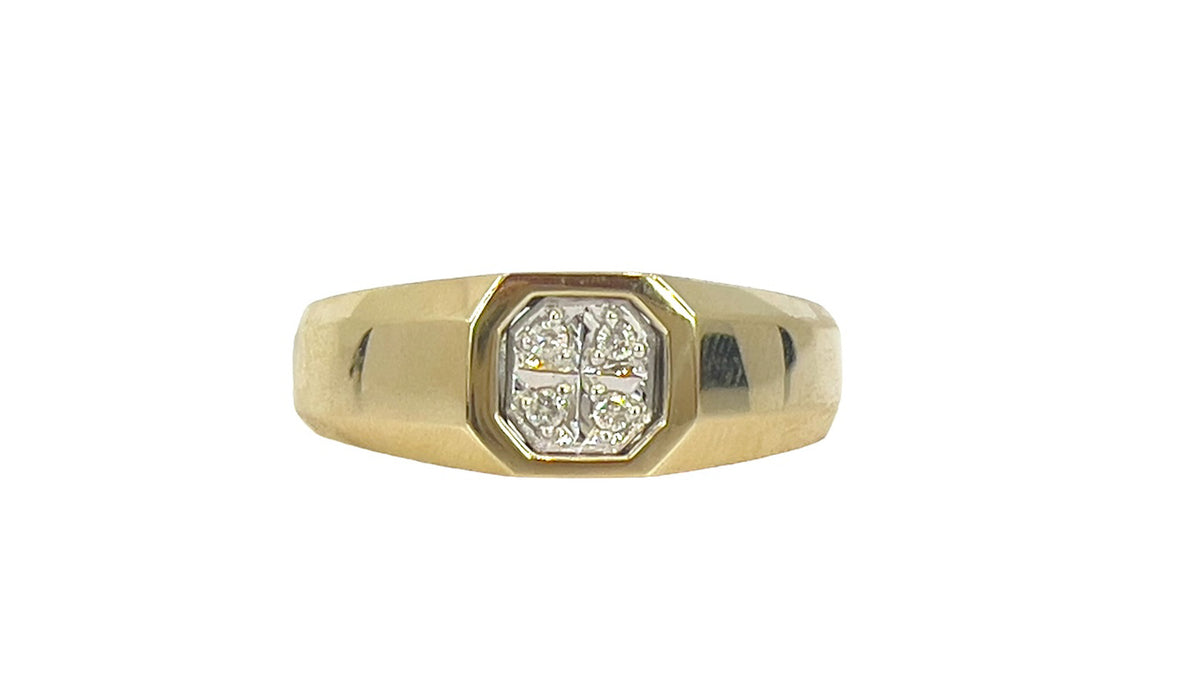 10K Yellow Gold 0.06cttw Diamond Gents Ring, size 10