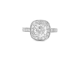 14K White Gold 1.66cttw Diamond Halo Engagement Ring