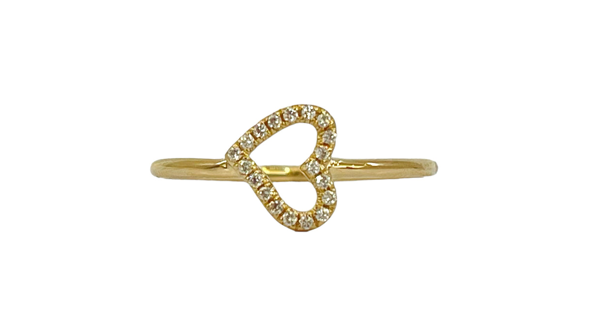14K Yellow Gold 0.08cttw Diamond Heart Ring, size 6.5