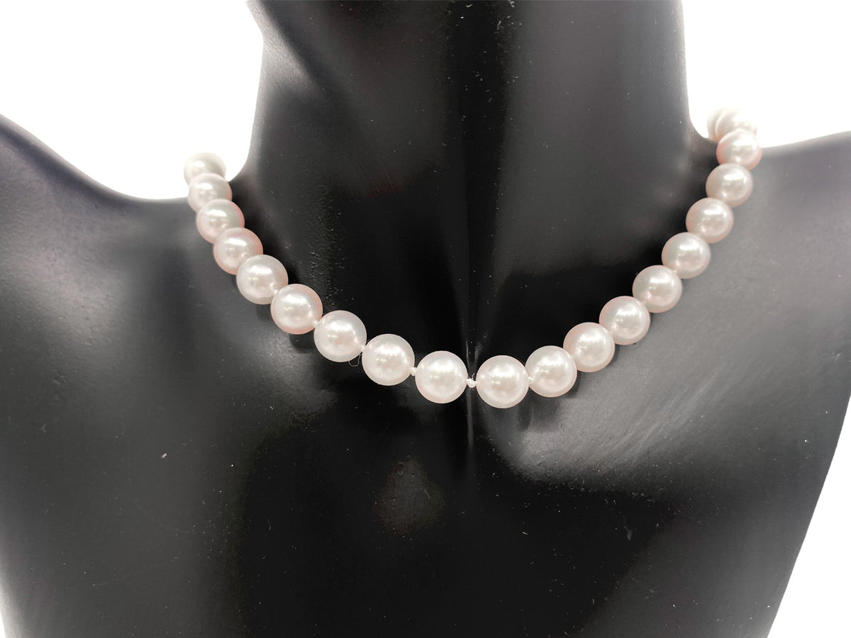 7-7.5mm White Cultured Pearl Strand with 14K Yellow Gold Pearl Clasp - 18&quot;