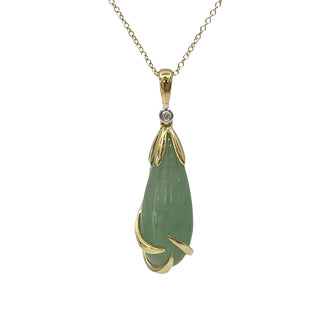 Colgante de diamante y jade de 11,0 quilates en oro amarillo de 10 quilates - 18"
