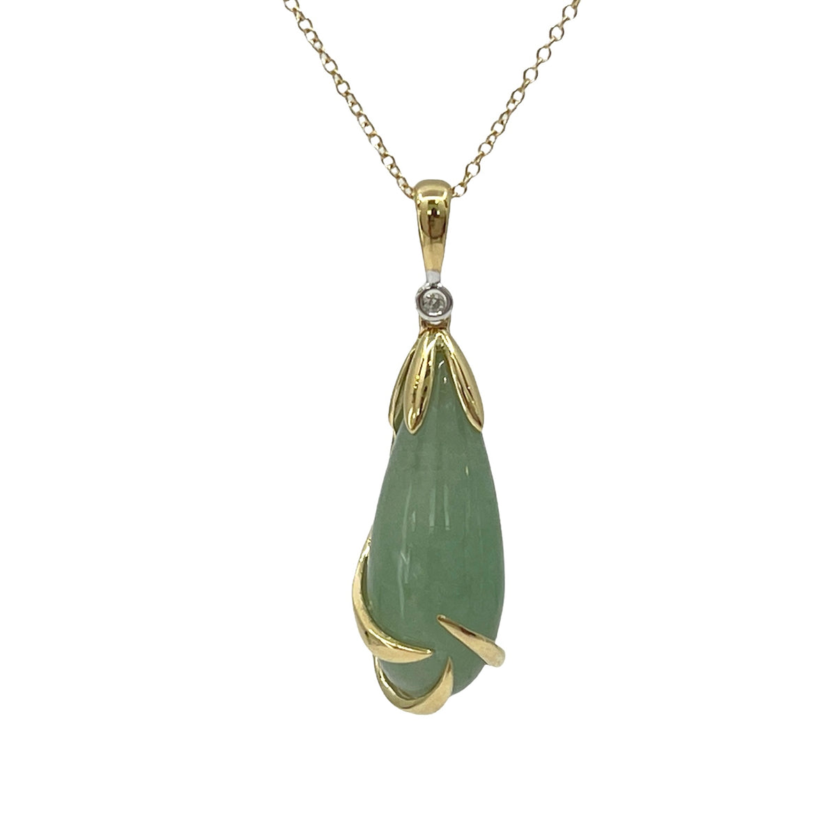 Colgante de diamante y jade de 11,0 quilates en oro amarillo de 10 quilates - 18&quot;